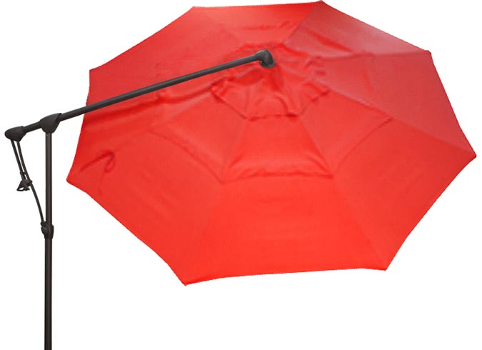 Parasol de jardin rouge octogonal déporté 10 pieds