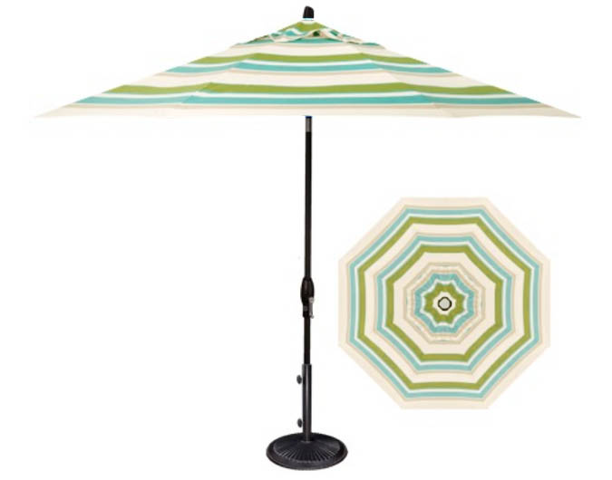 Parasol de jardin<br>rayé 9 pieds au tissu Ocean Breeze