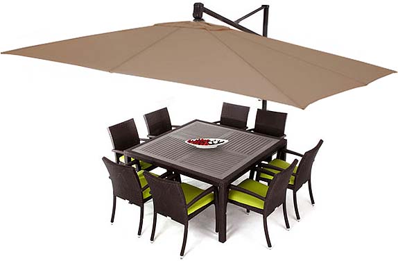 Parasol de jardin rectangulaire beige taupe Treasure Garden 305 x 397 cm