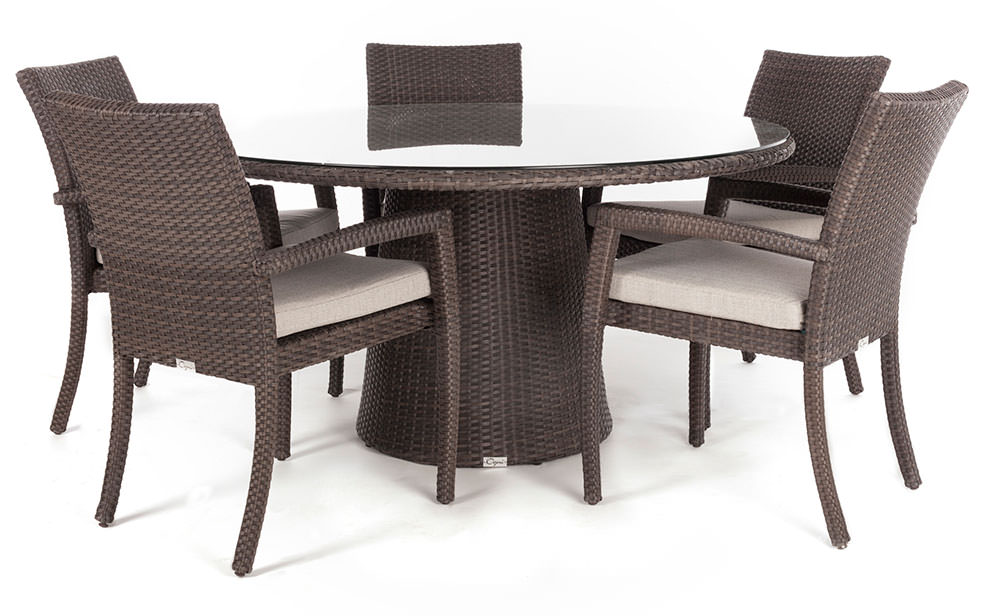 Delia Round Glass Top Outdoor Patio Dining Table For 5 To 8 People Delia Round Glass Top Outdoor Patio Dining Table For 4 To 8 People