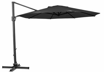 Parasol déporté noir 335 cm ou 11 pieds decentre pour ensemble de meubles de jardin, aussi disponible en rouge, bleu et beige