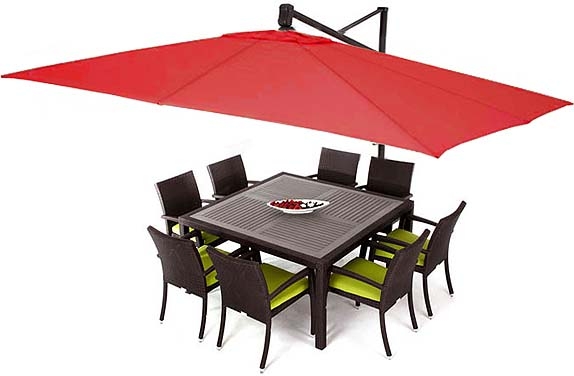 Parasol de jardin rectangulaire rouge Treasure Garden 10 x 13 pieds