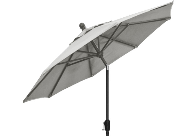 Quality Silver Linen patio umbrella in 9 foot octagonal shape by Treasure Garden for outdoor dining table set