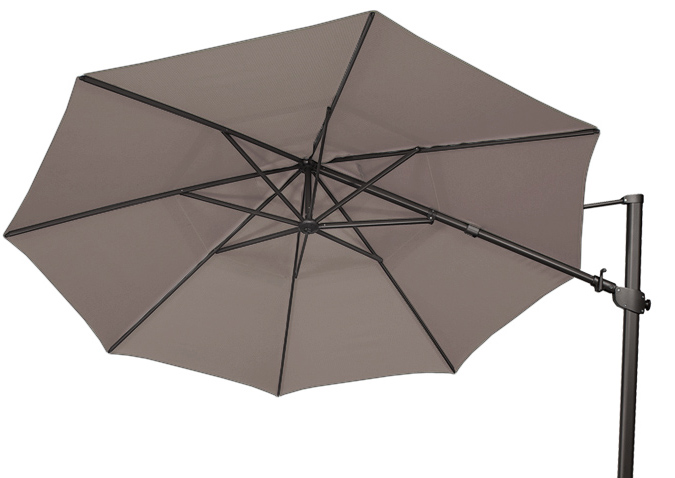 Grand parasol déporté octogonal beige taupe 11 pieds