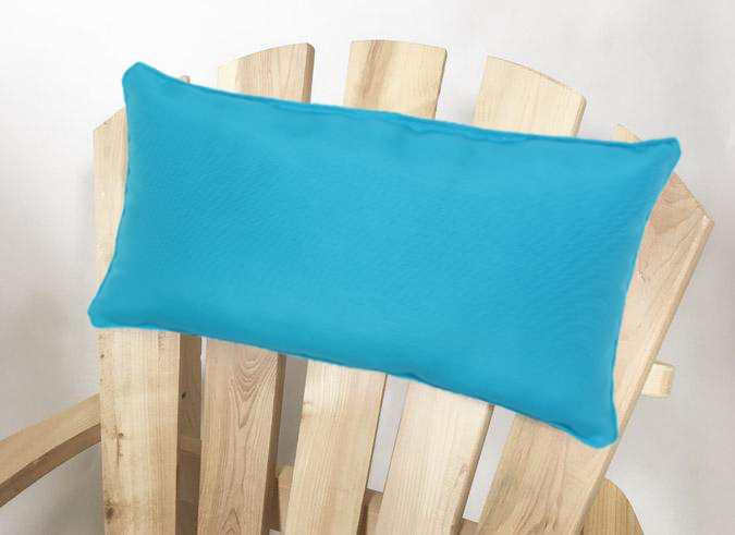 Aqua blue lumbar support or head pillow for outdoor Adirondack or patio chair