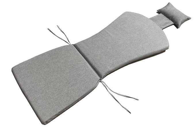 Made in Canada, Grey outdoor Adirondack chair cushion with adjustable head rest pillow