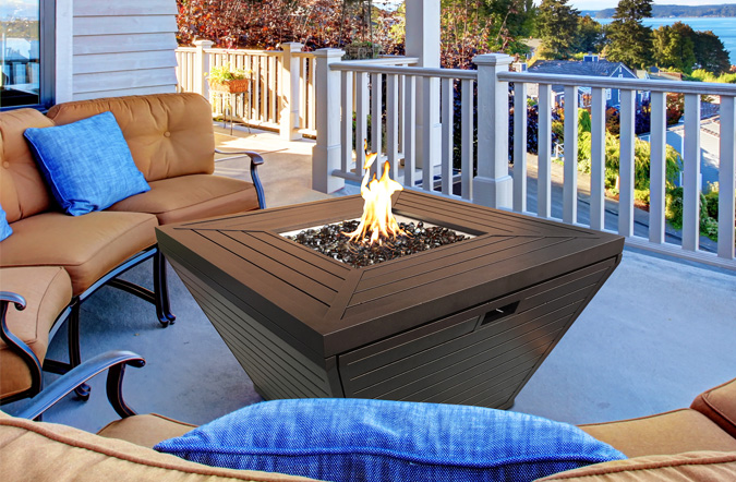 Table à feu extérieure Magog au fini brun foncé