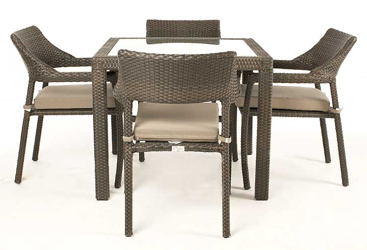 Table de jardin Nico 4 places avec surface en verre