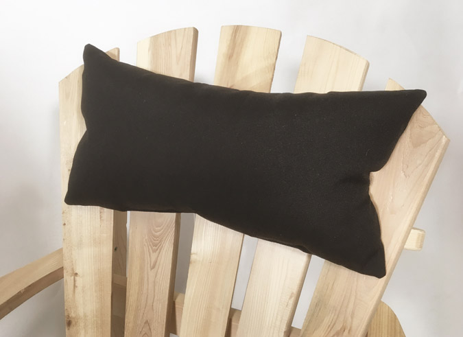 Black lumbar support or head pillow for outdoor Adirondack or patio chair